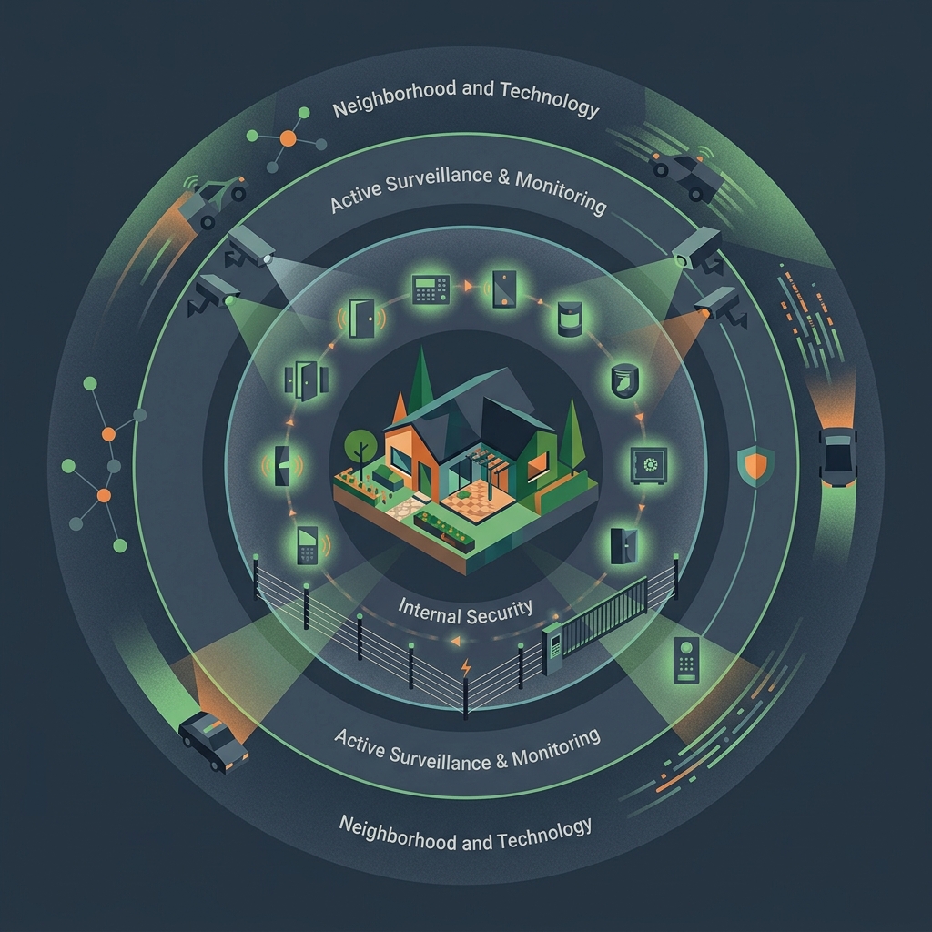 Home security layered defence illustration